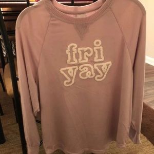 “Fri Yay” Long Sleeve Pink Pajama Shirt